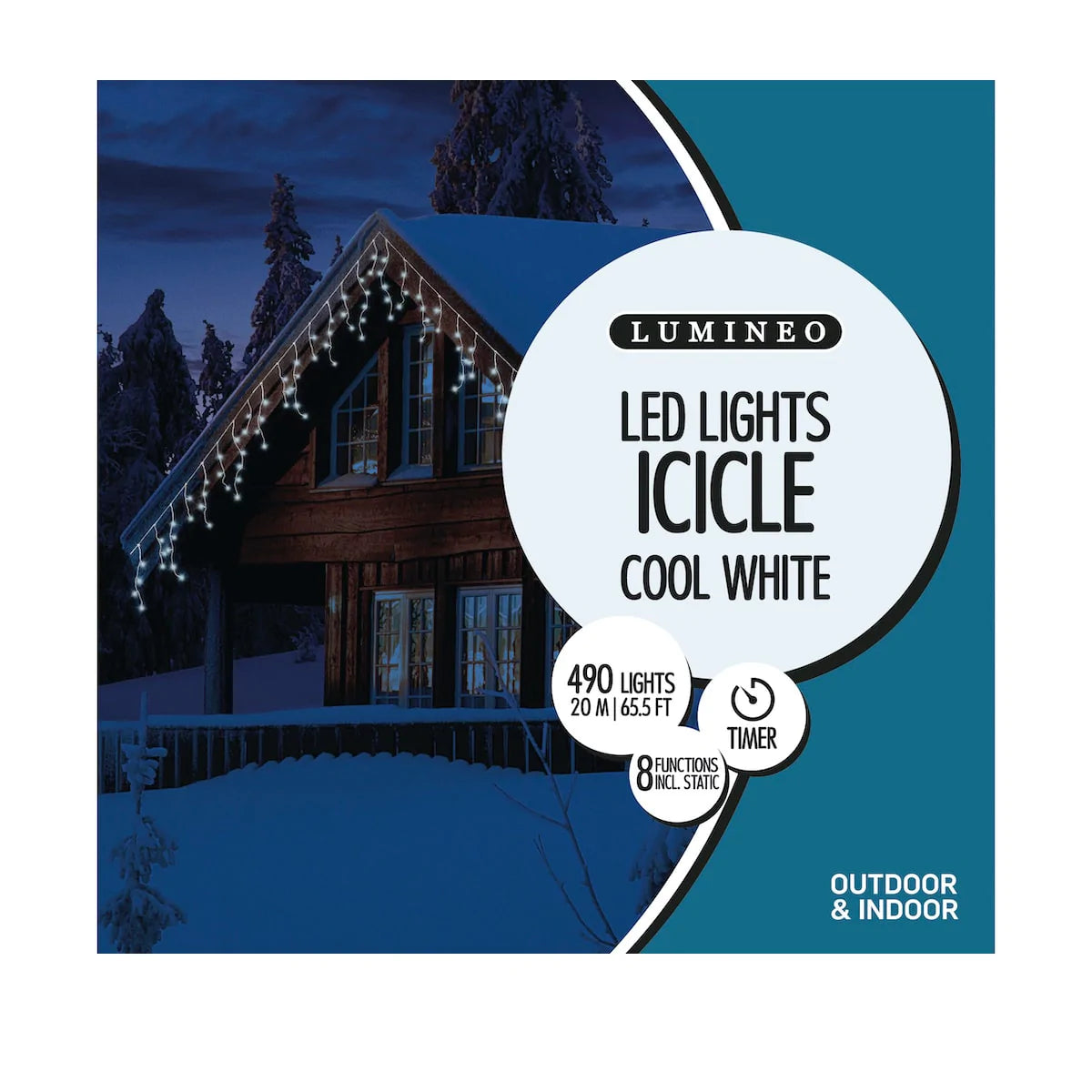 Icicle Christmas String Lights - Cool White / 20m / 490 LED Lights