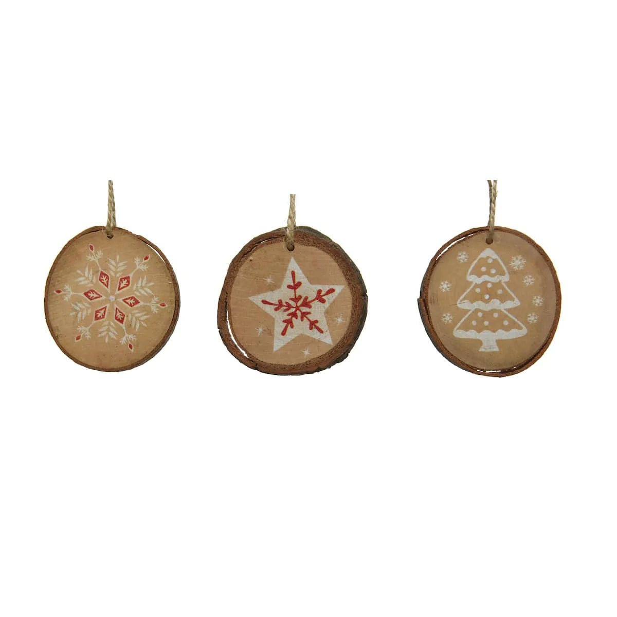 Log Slice Nordic Christmas Hanging Decorations - Folk Art