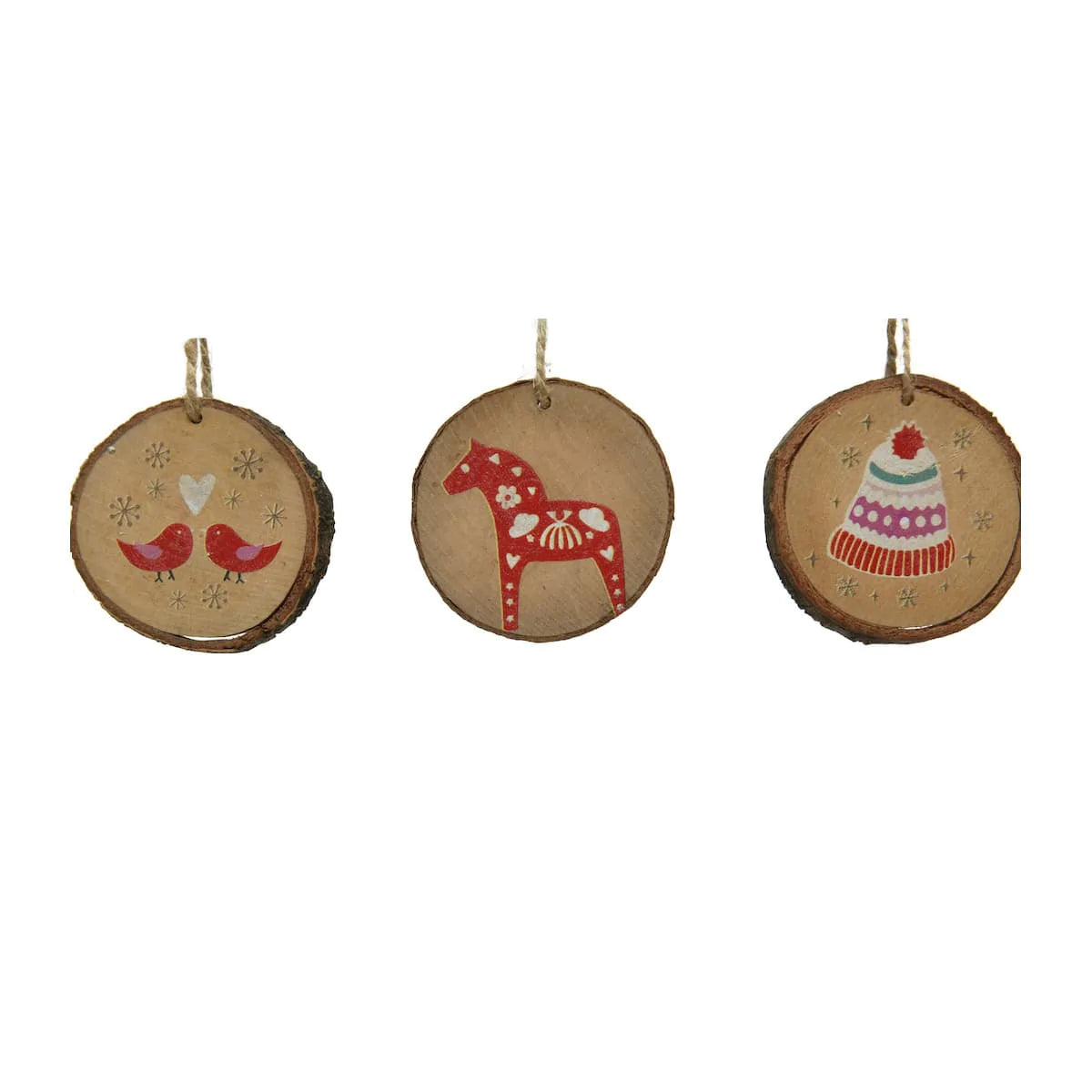 Log Slice Nordic Christmas Hanging Decorations - Fun Set