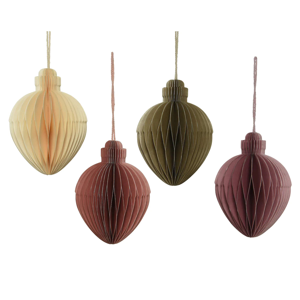 Honeycomb Paper Pinecone Christmas Hanging Decoration - Set of 4