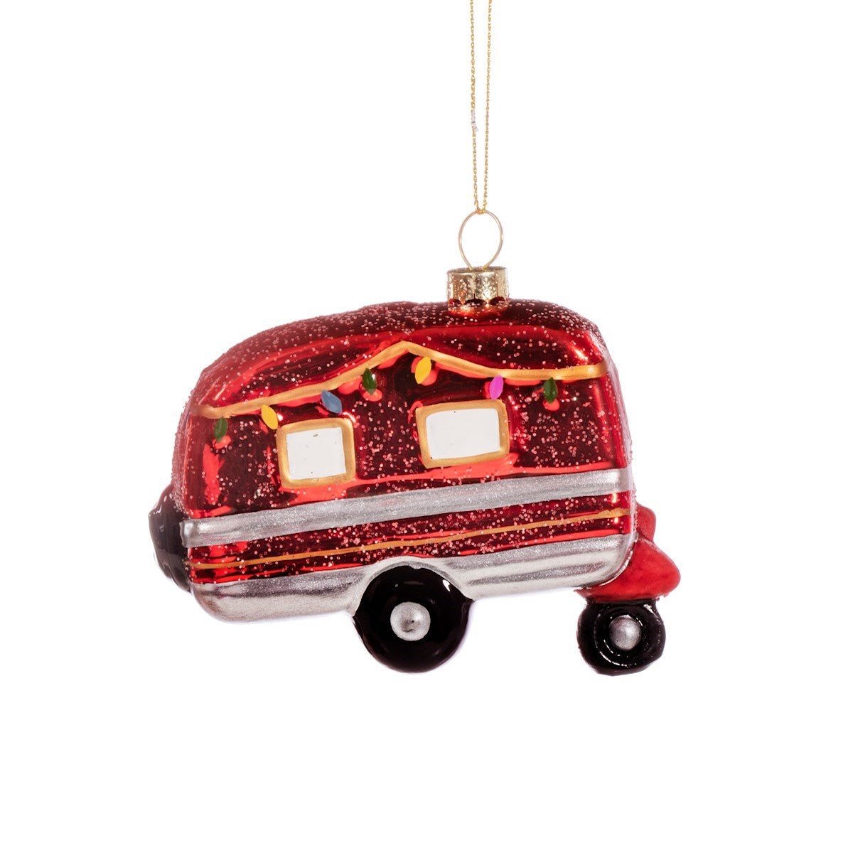 Retro Red Caravan Shaped Christmas Bauble