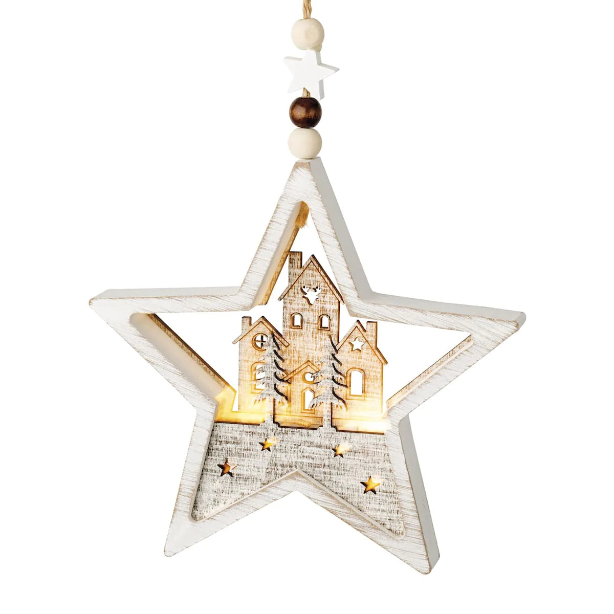 Star Light Winter Scene - Hanging Christmas Decoration - House