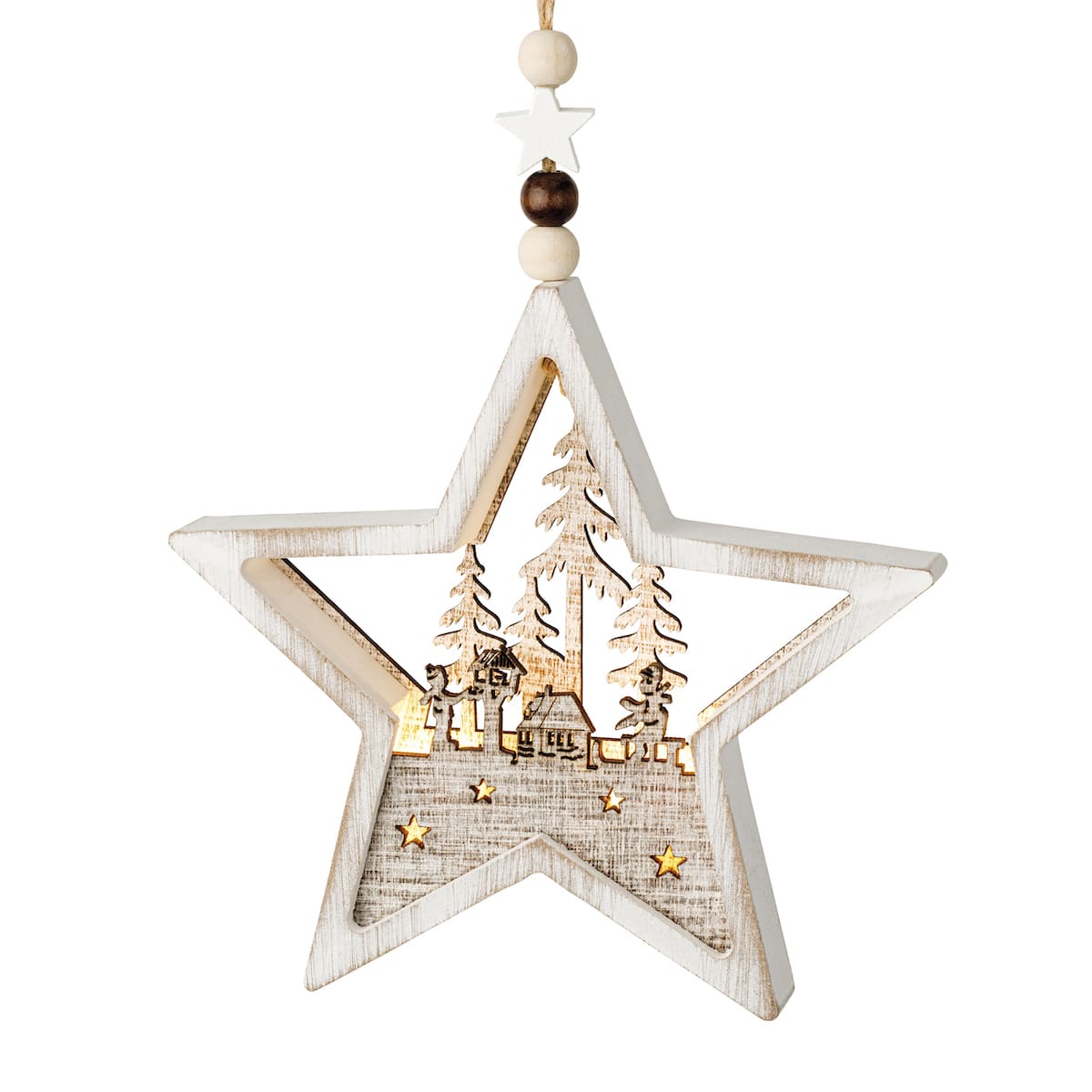Star Light Winter Scene - Hanging Christmas Decoration - kids Skating