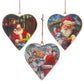 Vintage Santa Heart Hanging Decorations (Large)- Set of 3