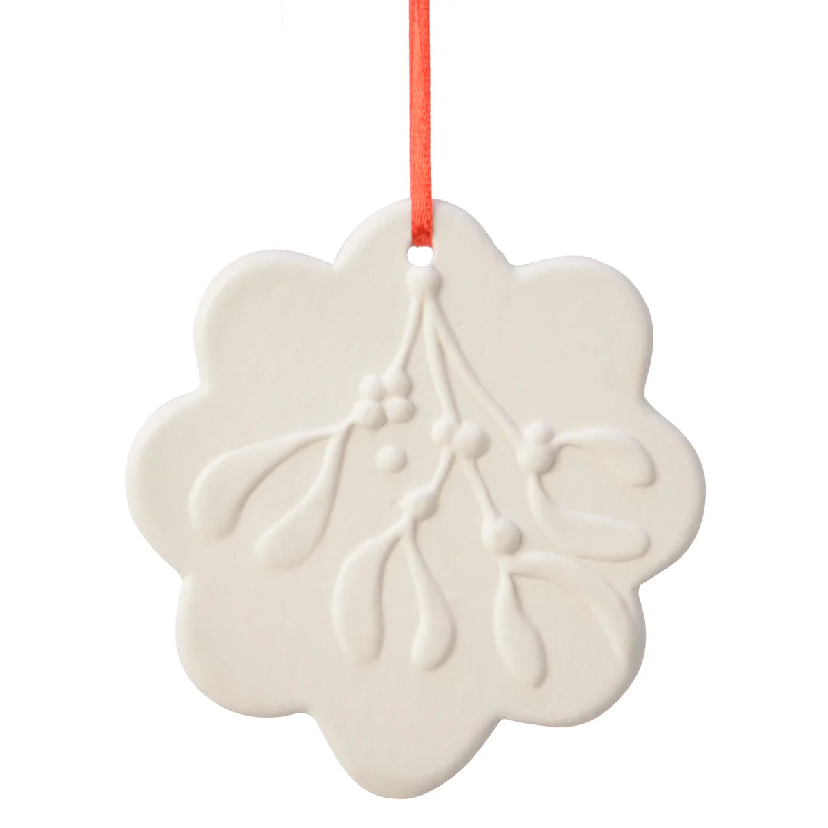 White Porcelain Hanging Christmas Decorations - Mistletoe