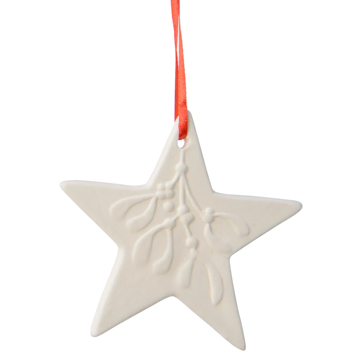 White Porcelain Hanging Christmas Decorations - Star